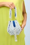 Nazaakat By Samara Singh_Blue Beads Velvet Embellished Potli Bag _Online_at_Aza_Fashions