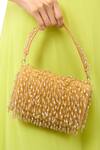 Nazaakat By Samara Singh_Gold Beads, Sequins Suede Handbag With Beaded Embellishments _Online_at_Aza_Fashions