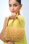 Buy_Nazaakat By Samara Singh_Gold Beads, Sequins Suede Handbag With Beaded Embellishments _at_Aza_Fashions