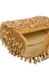 Nazaakat By Samara Singh_Gold Beads, Sequins Suede Handbag With Beaded Embellishments _at_Aza_Fashions