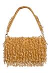 Buy_Nazaakat By Samara Singh_Gold Beads, Sequins Suede Handbag With Beaded Embellishments 