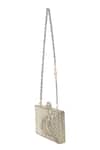 Samyukta Singhania_Embellished Silver Clutch With Chain _Online_at_Aza_Fashions