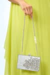 Samyukta Singhania_Embellished Silver Clutch With Chain _at_Aza_Fashions
