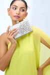 Buy_Samyukta Singhania_Embellished Silver Clutch With Chain _at_Aza_Fashions