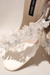 Shradha Hedau Footwear Couture_White Fabric Flowers Floral Embellished Heels _Online_at_Aza_Fashions