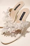Shop_Shradha Hedau Footwear Couture_White Fabric Flowers Floral Embellished Heels _Online_at_Aza_Fashions