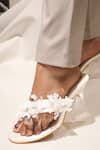 Buy_Shradha Hedau Footwear Couture_White Fabric Flowers Floral Embellished Heels 