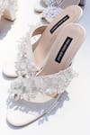Shop_Shradha Hedau Footwear Couture_White Fabric Flowers Floral Embellished Heels _at_Aza_Fashions