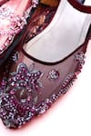 Shradha Hedau Footwear Couture_Burgundy Embroidered Organza Kiara Flats _Online_at_Aza_Fashions