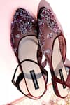 Shop_Shradha Hedau Footwear Couture_Burgundy Embroidered Organza Kiara Flats _at_Aza_Fashions