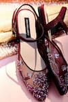 Buy_Shradha Hedau Footwear Couture_Burgundy Embroidered Organza Kiara Flats _Online_at_Aza_Fashions