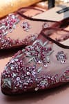 Shradha Hedau Footwear Couture_Burgundy Embroidered Organza Kiara Flats _at_Aza_Fashions