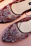 Shop_Shradha Hedau Footwear Couture_Burgundy Embroidered Organza Kiara Flats 