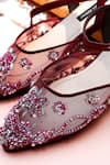 Shradha Hedau Footwear Couture_Burgundy Embroidered Organza Kiara Flats _Online
