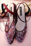 Buy_Shradha Hedau Footwear Couture_Burgundy Embroidered Organza Kiara Flats _Online