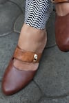 Shop_Shradha Hedau Footwear Couture_Brown Textured Designer Flats _Online_at_Aza_Fashions