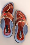 Shop_Shradha Hedau Footwear Couture_Red Designer Riaan Flats _at_Aza_Fashions
