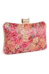Buy Nazaakat By Samara Singh Pink Embroidery, Beads Floral Clutch With Sling Buy_Nazaakat By Samara Singh_Pink Embroidery, Beads Floral Clutch With Sling