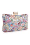 Buy_Nazaakat By Samara Singh_Multi Color Embroidery, Beads Floral Clutch Bag _Online_at_Aza_Fashions