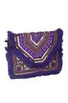 Nazaakat By Samara Singh_Purple Sequins, Beads Designer Embroidered Handbag _at_Aza_Fashions