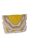 Shop_Nazaakat By Samara Singh_Yellow Sequins, Beads Embellished Silk Handbag _Online_at_Aza_Fashions