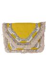 Nazaakat By Samara Singh_Yellow Sequins, Beads Embellished Silk Handbag _at_Aza_Fashions