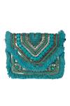 Shop_Nazaakat By Samara Singh_Green Beads, Sequins Fringe Embellished Designer Handbag _Online_at_Aza_Fashions