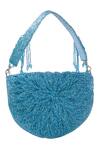 Shop_Nazaakat By Samara Singh_Blue Beads Silk Designer Handbag _at_Aza_Fashions