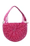 Shop_Nazaakat By Samara Singh_Pink Beads Designer Silk Handbag With Detachable Handle _at_Aza_Fashions