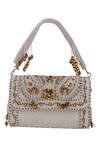 Nazaakat By Samara Singh_Off White Beads, Sequins Beaded Designer Handbag With Detachable Handle _at_Aza_Fashions