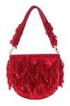 Shop_Nazaakat By Samara Singh_Red Beads, Sequins Beaded Silk Handbag _at_Aza_Fashions