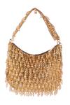 Shop_Nazaakat By Samara Singh_Gold Sequins, Beads Designer Handbag_at_Aza_Fashions