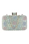 Shop_Nazaakat By Samara Singh_Green Embroidery, Beads Floral Clutch With Sling _at_Aza_Fashions