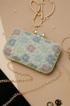 Buy Nazaakat By Samara Singh Green Embroidery, Beads Floral Clutch With Sling at Aza Fashions Buy_Nazaakat By Samara Singh_Green Embroidery, Beads Floral Clutch With Sling _at_Aza_Fashions
