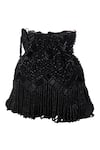 Shop_Nazaakat By Samara Singh_Black Beads, Fringe Designer Silk Potli Bag _Online_at_Aza_Fashions