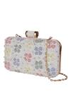 Buy_Nazaakat By Samara Singh_Ivory Embroidery, Rhinestones Floral Clutch With Sling