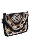 Nazaakat By Samara Singh_Black Sequins, Beads Embroidered Silk Handbag _at_Aza_Fashions