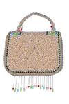 Shop_Nazaakat By Samara Singh_Peach Beads, Embroidery Embellished Silk Handbag _at_Aza_Fashions