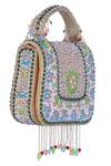 Nazaakat By Samara Singh_Peach Beads, Embroidery Embellished Silk Handbag _Online