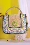 Buy Nazaakat By Samara Singh Peach Beads, Embroidery Embellished Silk Handbag at Aza Fashions Buy_Nazaakat By Samara Singh_Peach Beads, Embroidery Embellished Silk Handbag _at_Aza_Fashions