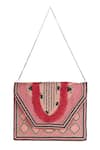 Shop Nazaakat By Samara Singh Pink Beads, Fringe Designer Silk Handbag With Sling at Aza Fashions Shop_Nazaakat By Samara Singh_Pink Beads, Fringe Designer Silk Handbag With Sling _at_Aza_Fashions