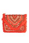 Shop_Samyukta Singhania_Red Beads, Sequins Silk Designer Handbag _Online_at_Aza_Fashions