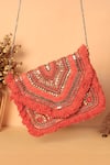 Buy_Samyukta Singhania_Red Beads, Sequins Silk Designer Handbag _at_Aza_Fashions