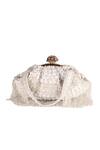 Nazaakat By Samara Singh_Off White Applique, Beads Designer Silk Handbag With Detachable Handle_at_Aza_Fashions