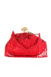 Nazaakat By Samara Singh_Red Sequins, Beads Designer Silk Handbag_at_Aza_Fashions