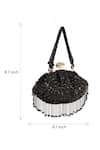 Nazaakat By Samara Singh_Black Beads, Fringe Designer Silk Handbag With Detachable Handle _at_Aza_Fashions