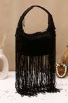 Buy_Nazaakat By Samara Singh_Black Fringe Silk Handbag _at_Aza_Fashions