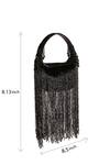 Buy_Nazaakat By Samara Singh_Black Fringe Silk Handbag 