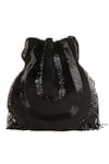 Buy_Nazaakat By Samara Singh_Black Beads, Fringe Beaded Silk Handbag _Online_at_Aza_Fashions