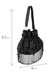 Nazaakat By Samara Singh_Black Beads, Fringe Beaded Silk Handbag _at_Aza_Fashions